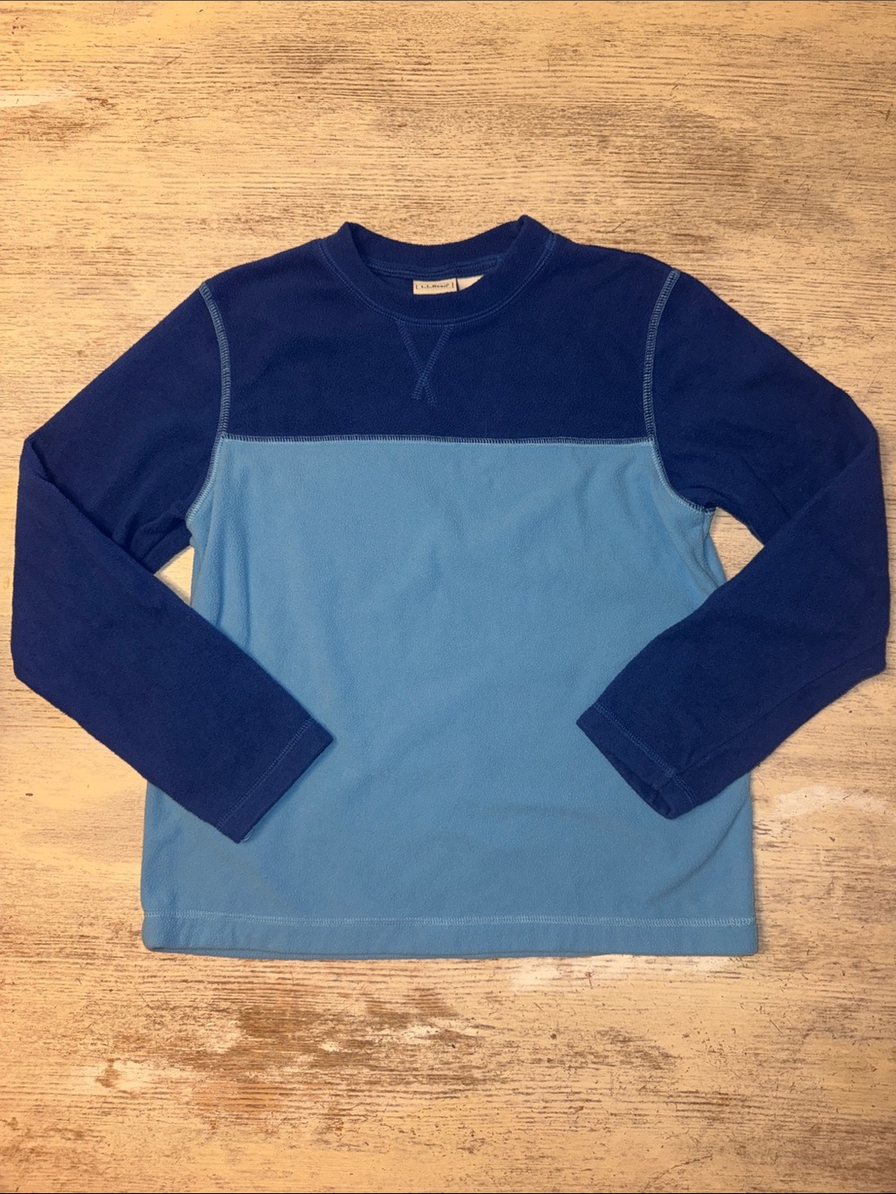 Lands End Boys Two-Tone Blue Long-Sleeve Fleece Sweater Size 10 12 years